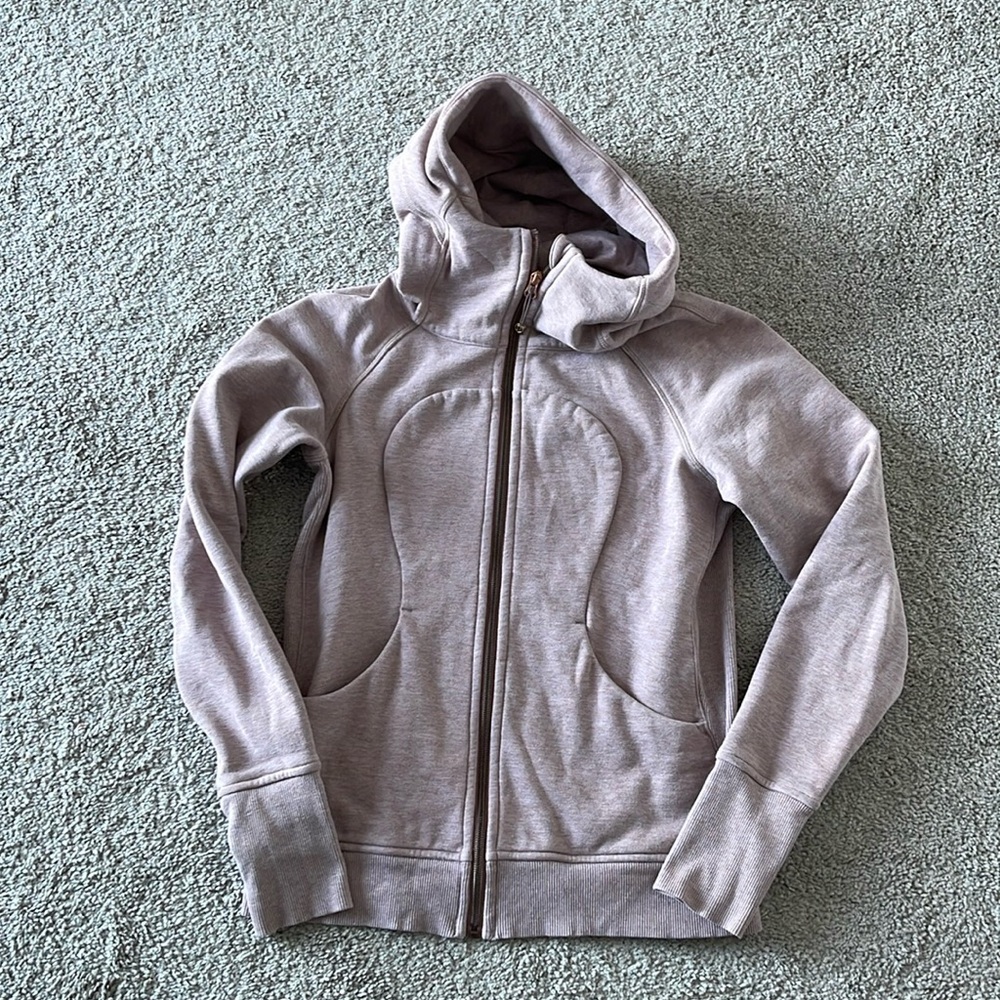 SOLD Lululemon Scuba Hoodie with Rose Gold colored zipper and thumb holes / 8 - Picture 1 of 7